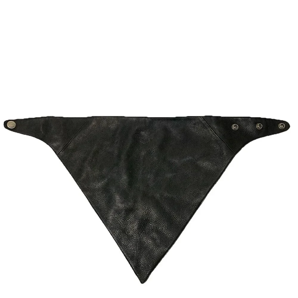 Vtg Harley Davidson Leather Face Gator Mask Bandana Sizeable Snaps Embossed Logo